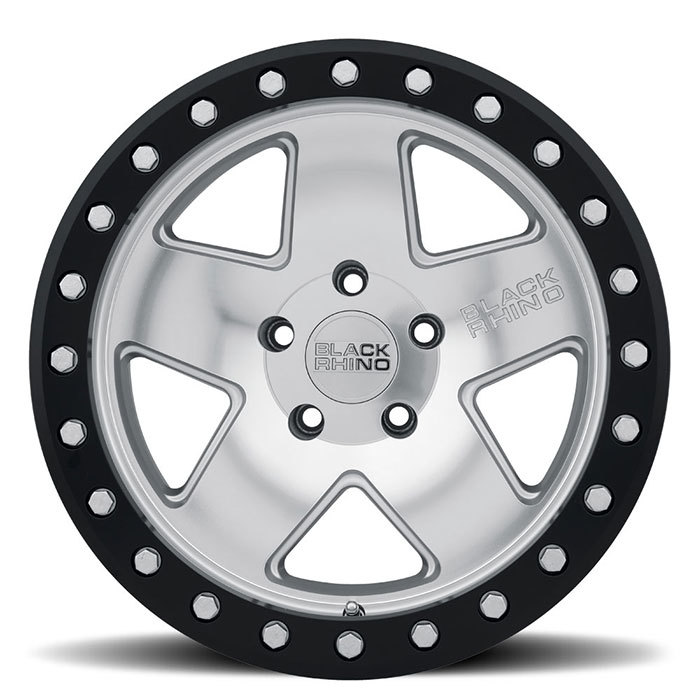 Black Rhino Crawler Silver with Mirror Face and Black Lip Ring Finish Off Road Wheels