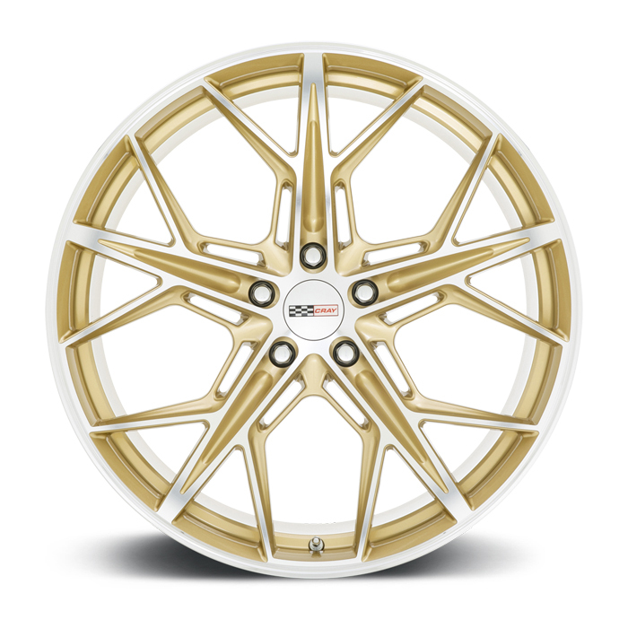 Cray Hammerhead Gloss Gold with Mirror Cut Face Corvette Wheels