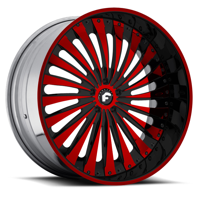 Forgiato Autonomo-L Black and Red Center with Black and Red Lip Finish Wheels
