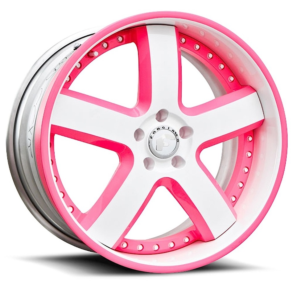 Forgiato Barra White and Pink with White and Pink Lip Finish Wheels
