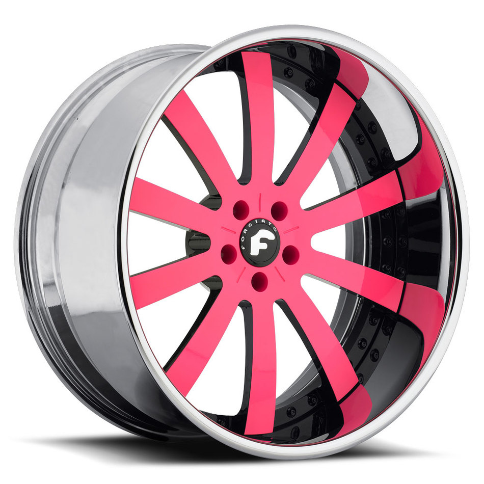 Forgiato Concavo Pink and Black Center with Chrome Lip Finish Wheels