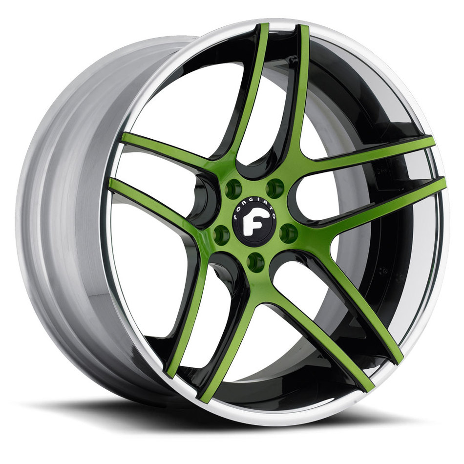 Forgiato Dieci-ECL Green and Black Center with Chrome Lip Finish Wheels