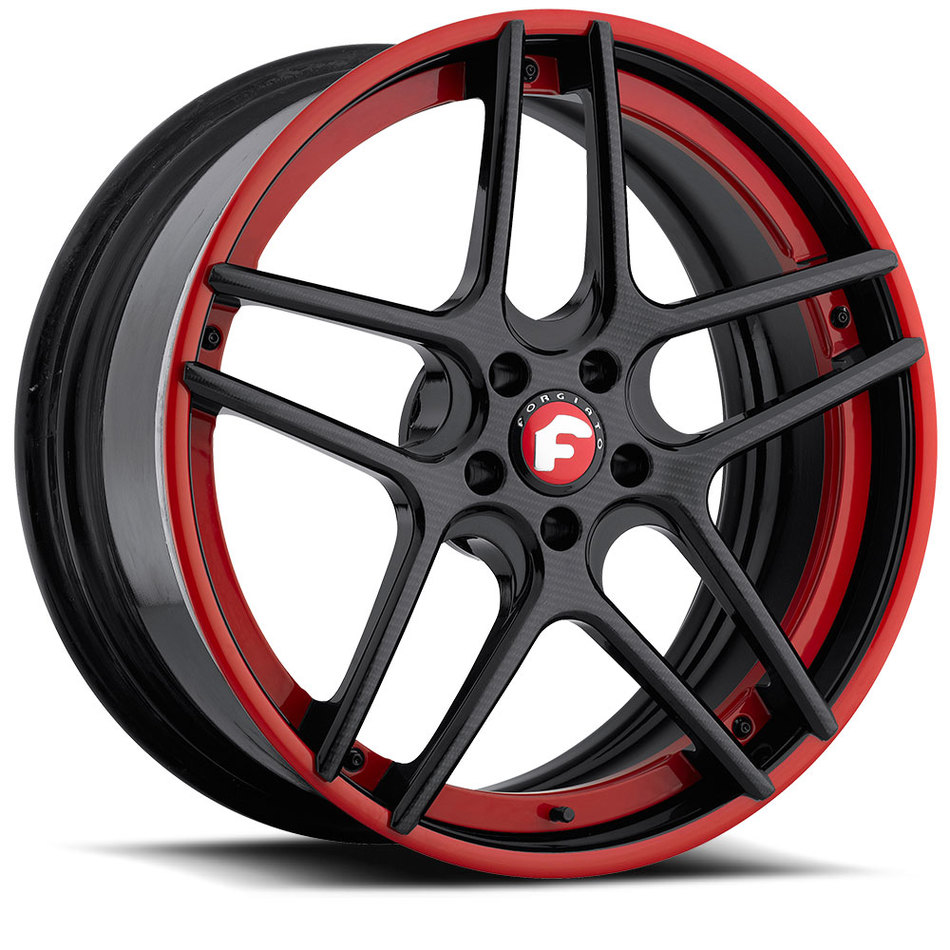 Forgiato Dieci-ECL Carbon Center with Red Lip Finish Wheels