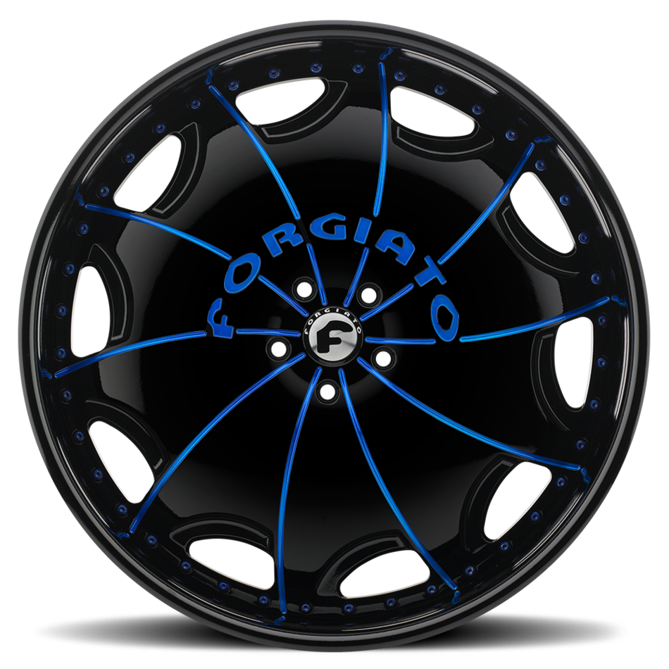 Forgiato Emilano-L Black and Blue Center with Black Lip Finish Wheels