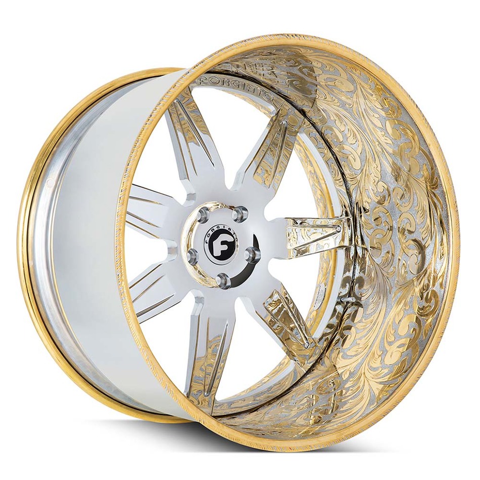 Forgiato Esporre Chrome and Gold Engraved Finish Wheels