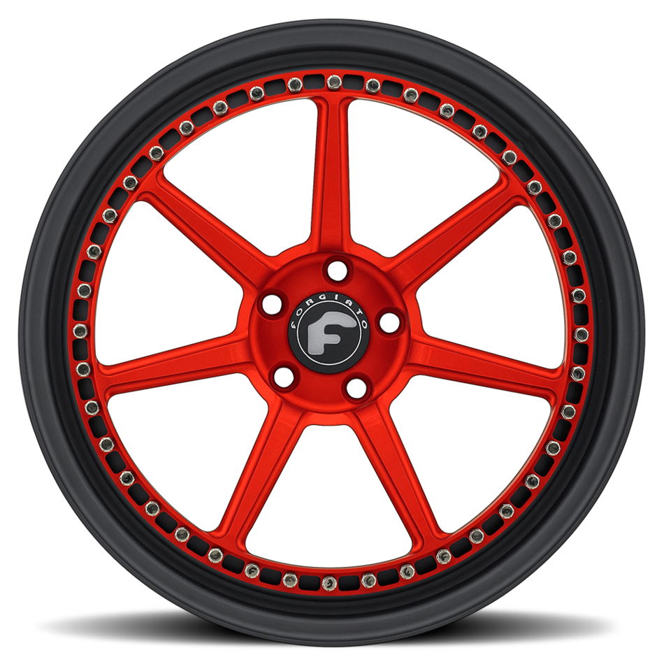 Forgiato F-Sette Red and Black Center with Black Lip Finish Wheels