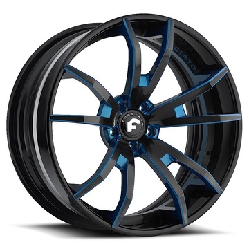Forgiato F2.01 Black and Blue Center with Black Lip Finish Wheels