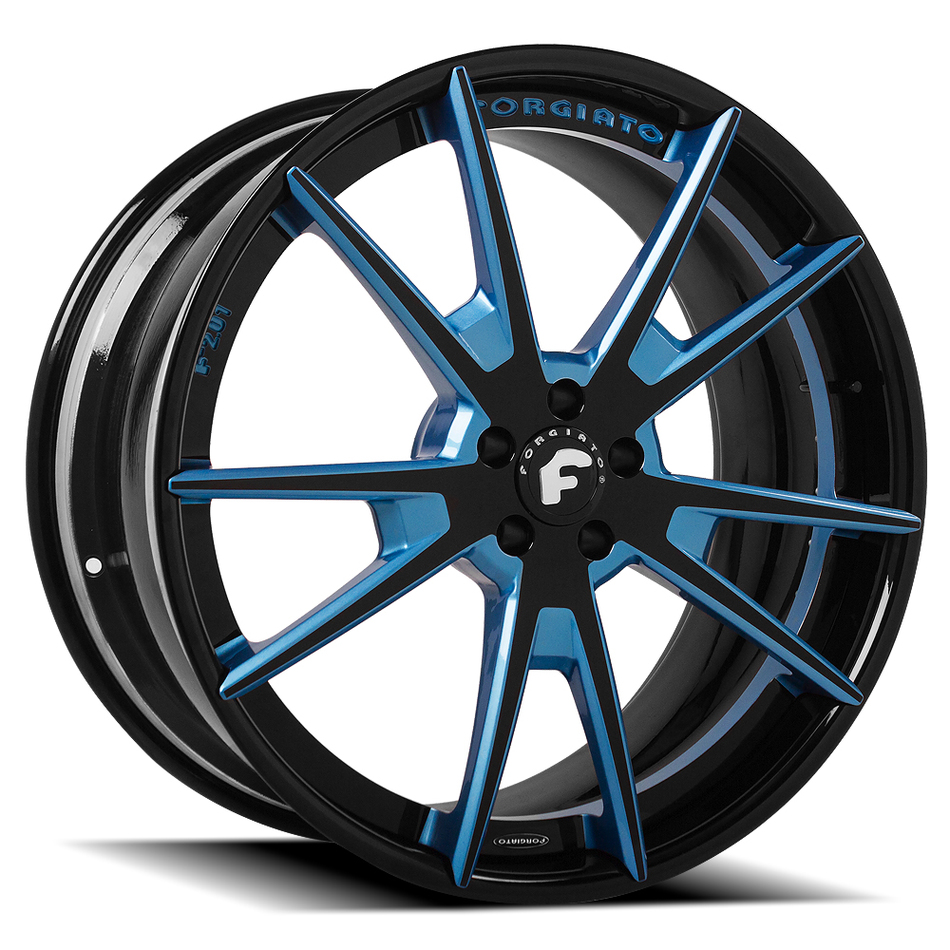 Forgiato F2.01 Blue and Black Center with Black Lip Finish Wheels
