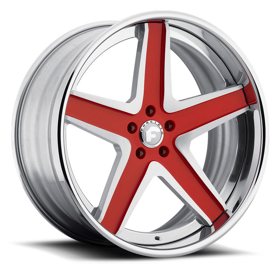 Forgiato F2.03 Red and Satin Center with Chrome Lip Finish Wheels