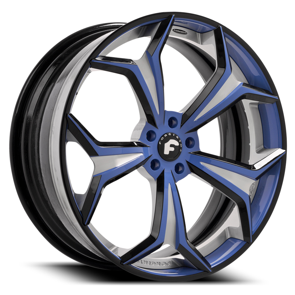 Forgiato F2.09 Black and Blue Center with Black and Blue Lip Finish Wheels