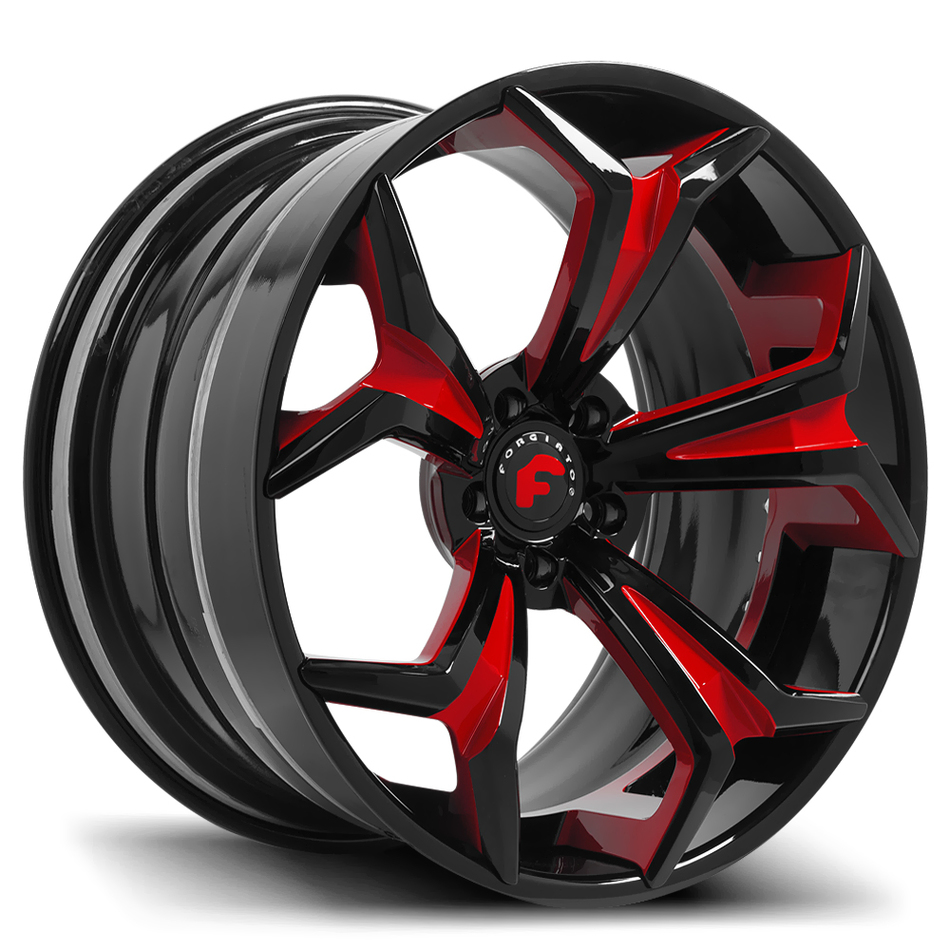 Forgiato F2.09 Black and Red Center with Black Lip Finish Wheels