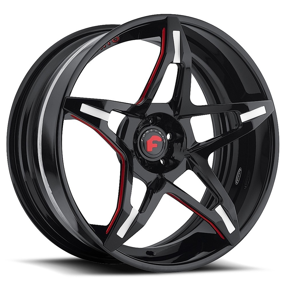 Forgiato F2.14 Black and Red Center with Black Lip Finish Wheels