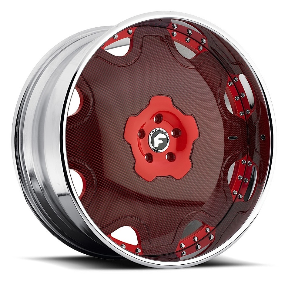 Forgiato Fiore Red Burgandy Center with Chrome Lip Finish Wheels