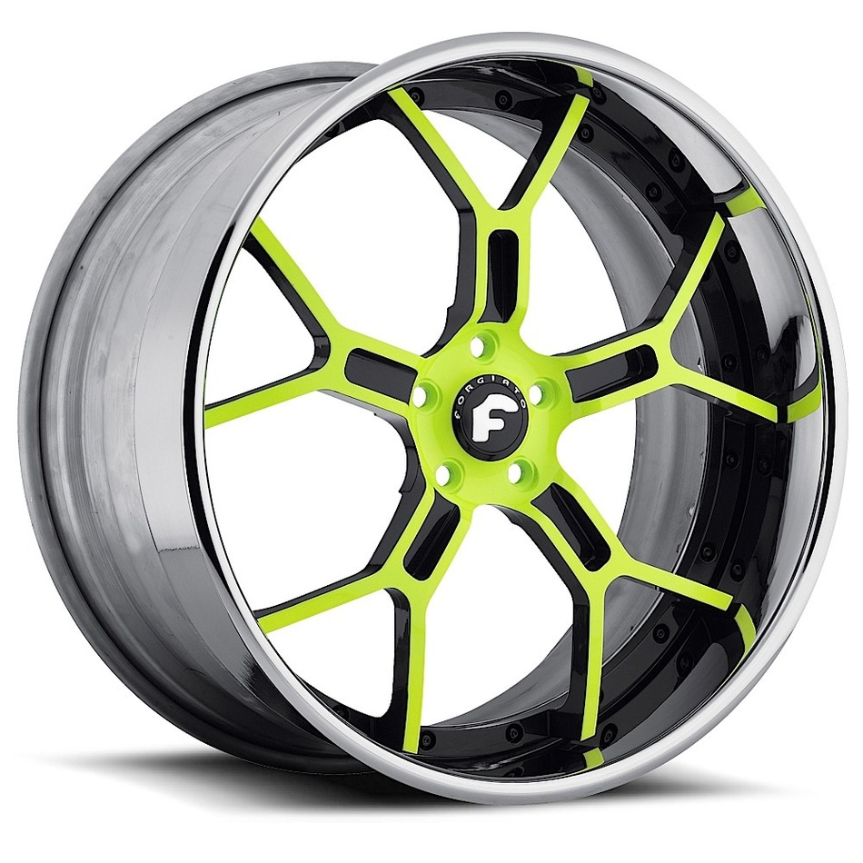 Forgiato GTR Green and Black Center with Chrome Lip Finish Wheels