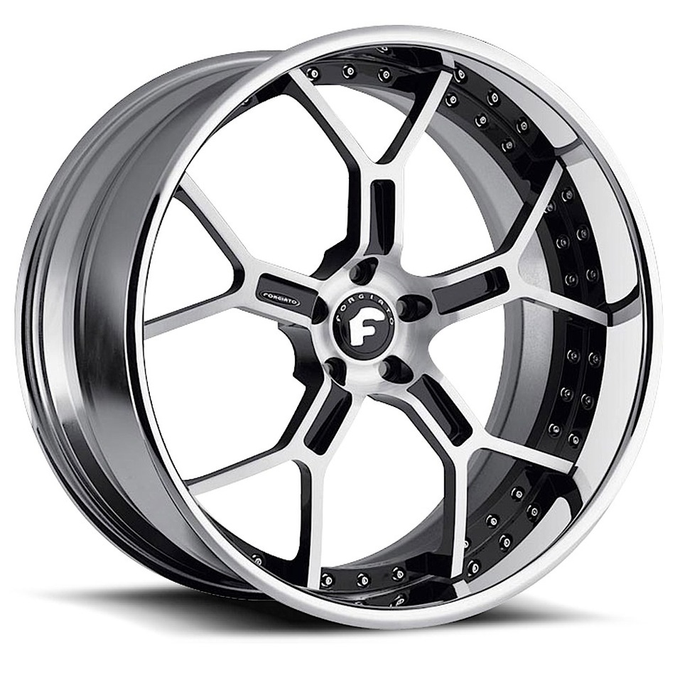 Forgiato GTR Silver and Black Center with Chrome Lip Finish Wheels