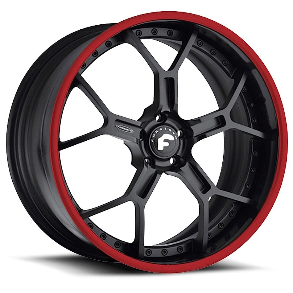 Forgiato GTR Black Center with Black and Red Lip Finish Wheels