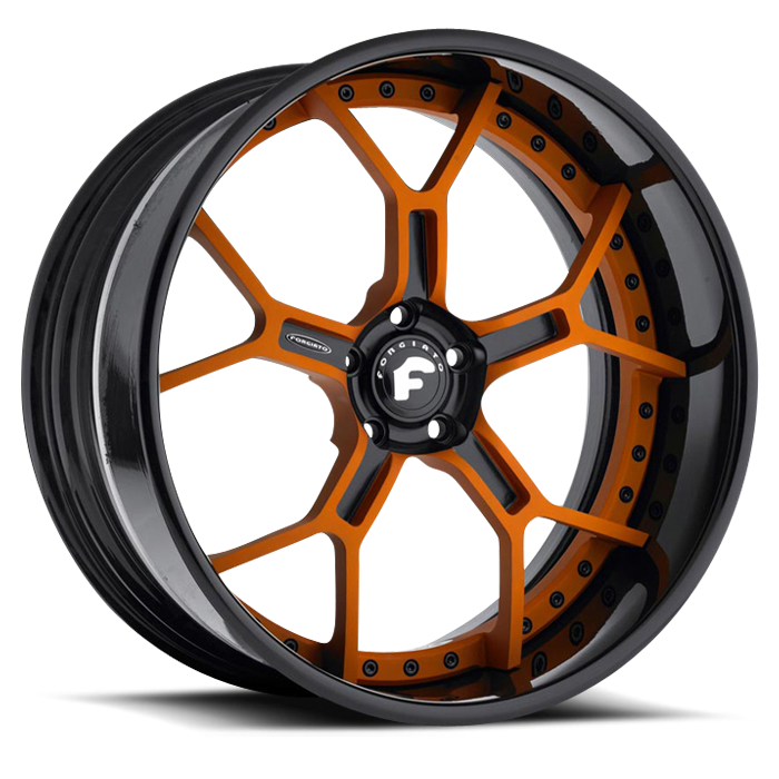 Forgiato GTR Orange and Black Center with Black Lip Finish Wheels
