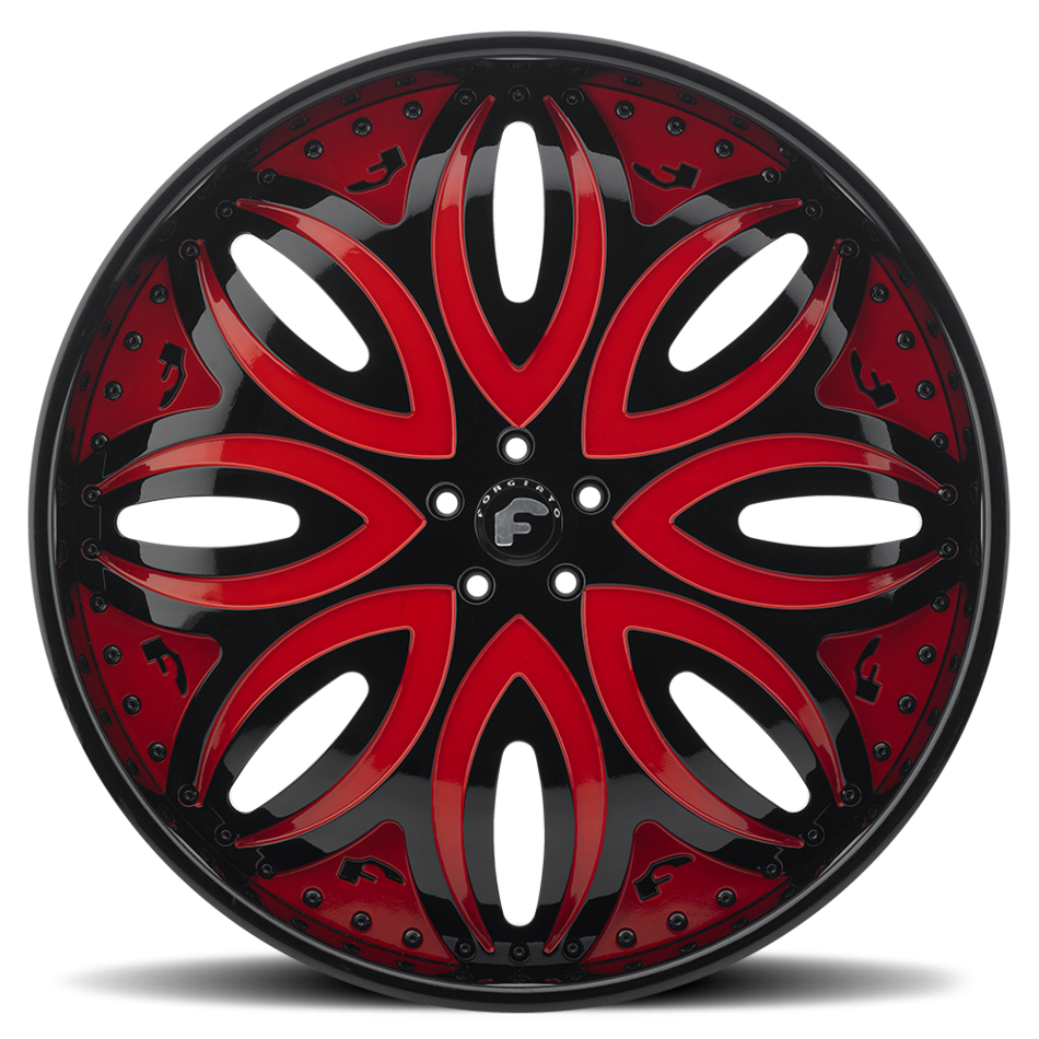 Forgiato Giordano-L Black and Red Center with Black Lip Finish Wheels