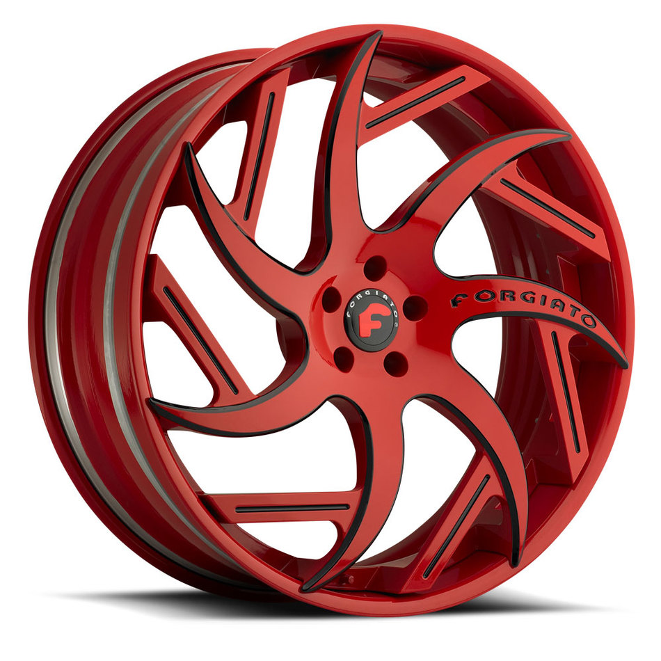Forgiato Girare-ECL Red and Black Center with Red Lip Finish Wheels