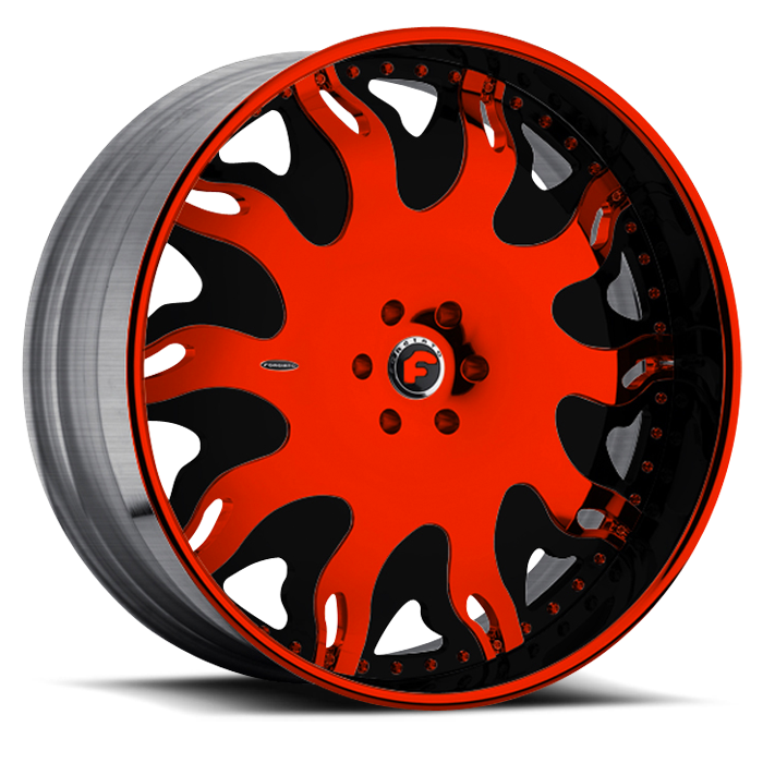 Forgiato Grassetto Red and Black Center with Black and Red Lip Finish Wheels