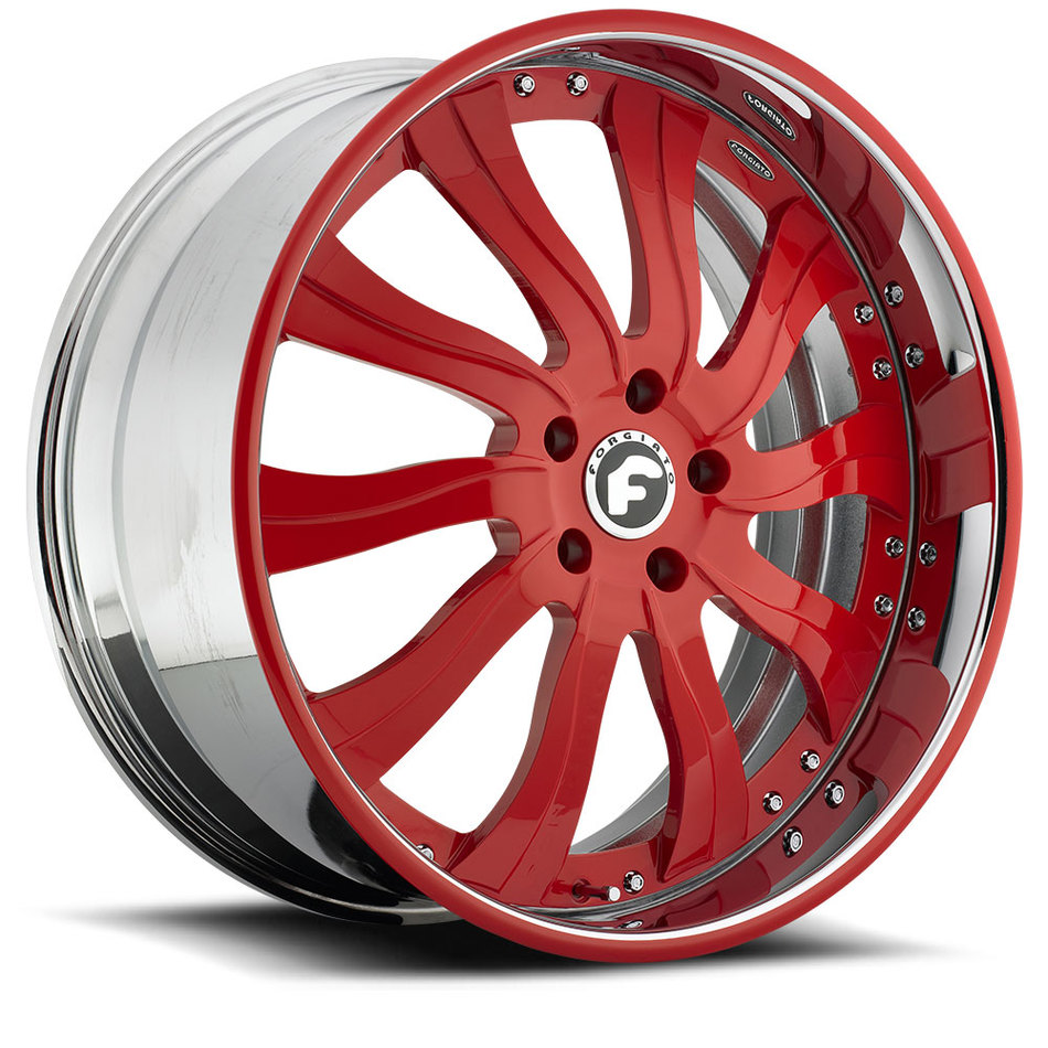 Forgiato Inferno Red Center with Chrome and Red Lip Finish Wheels