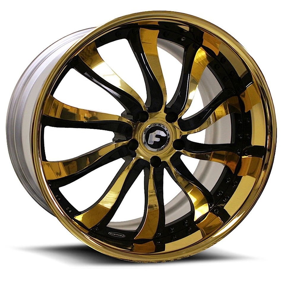 Forgiato Inferno Gold and Black Center with Gold Lip Finish Wheels