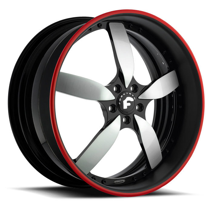 Forgiato Ito Satin and Black Center with Black and Red Lip Finish Wheels