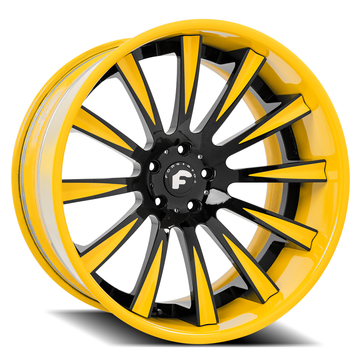 Forgiato Lavorato-B Black and Yellow Center with Yellow Lip Finish Wheels