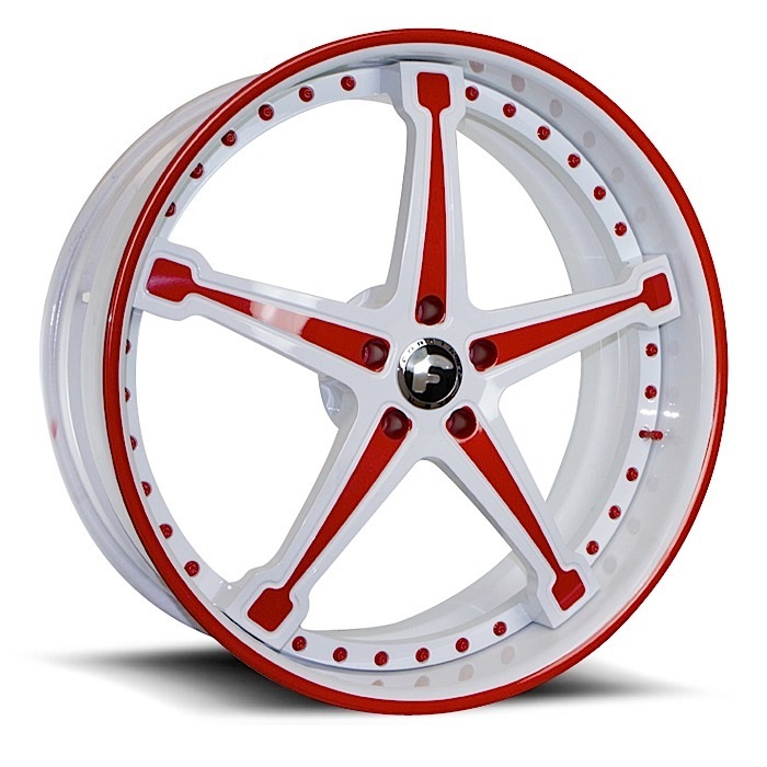 Forgiato Martellato White and Red Center with White and Red Lip Finish Wheels