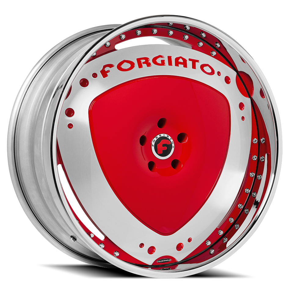 Forgiato Maschili Red and Satin Center with Chrome and Red Lip Finish Wheels