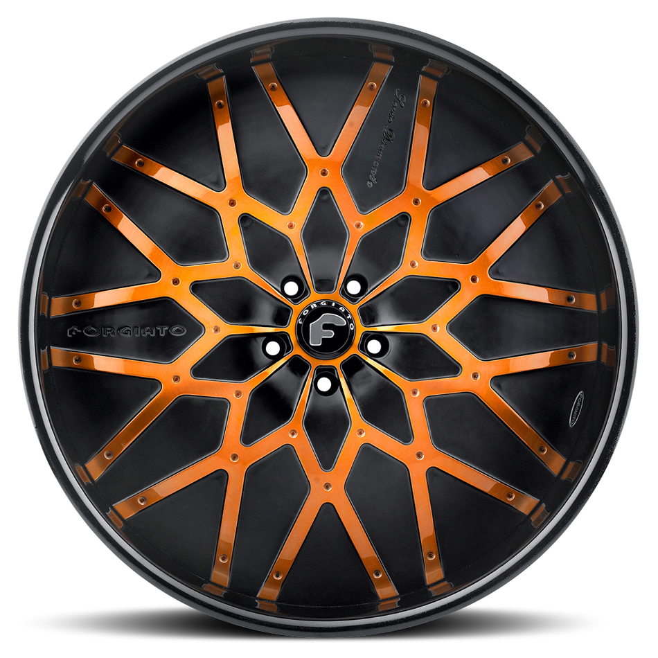 Forgiato Niddo Orange and Black Center with Black Lip Finish Wheels