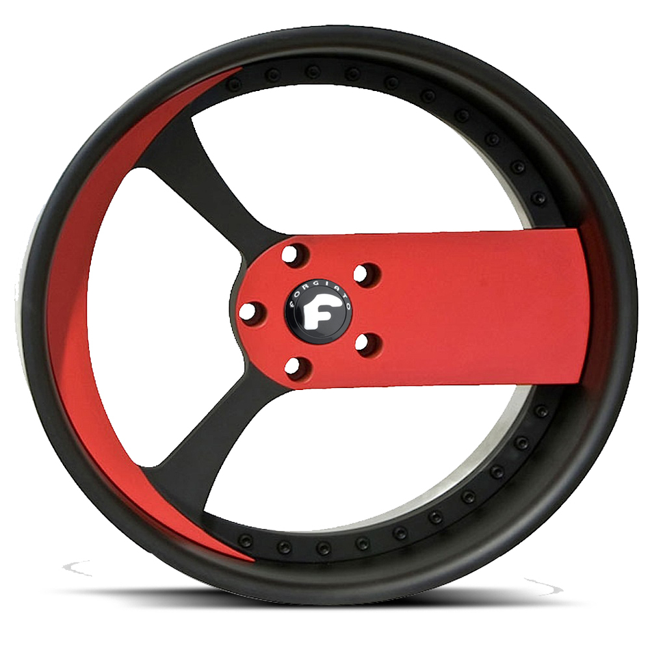 Forgiato Parlaro Red and Black Center with Black Lip Finish Wheels