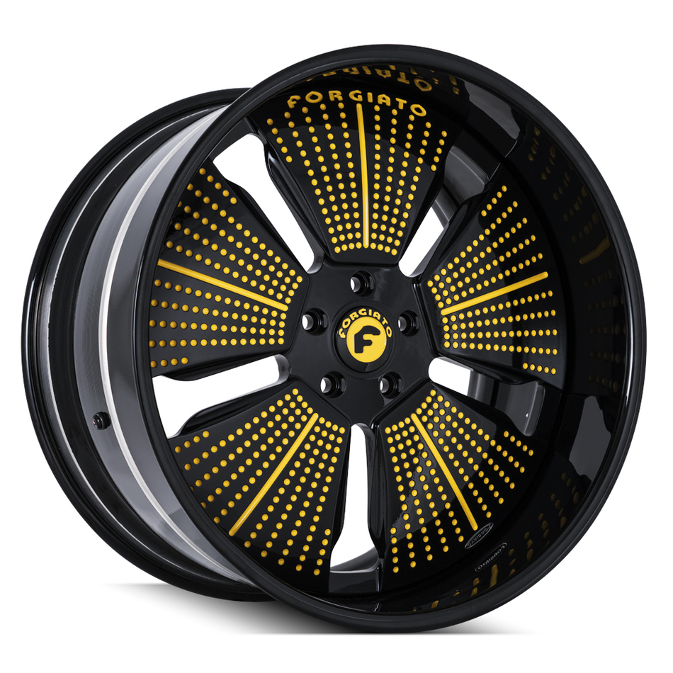 Forgiato Puntini Black and Yellow Finish Wheels
