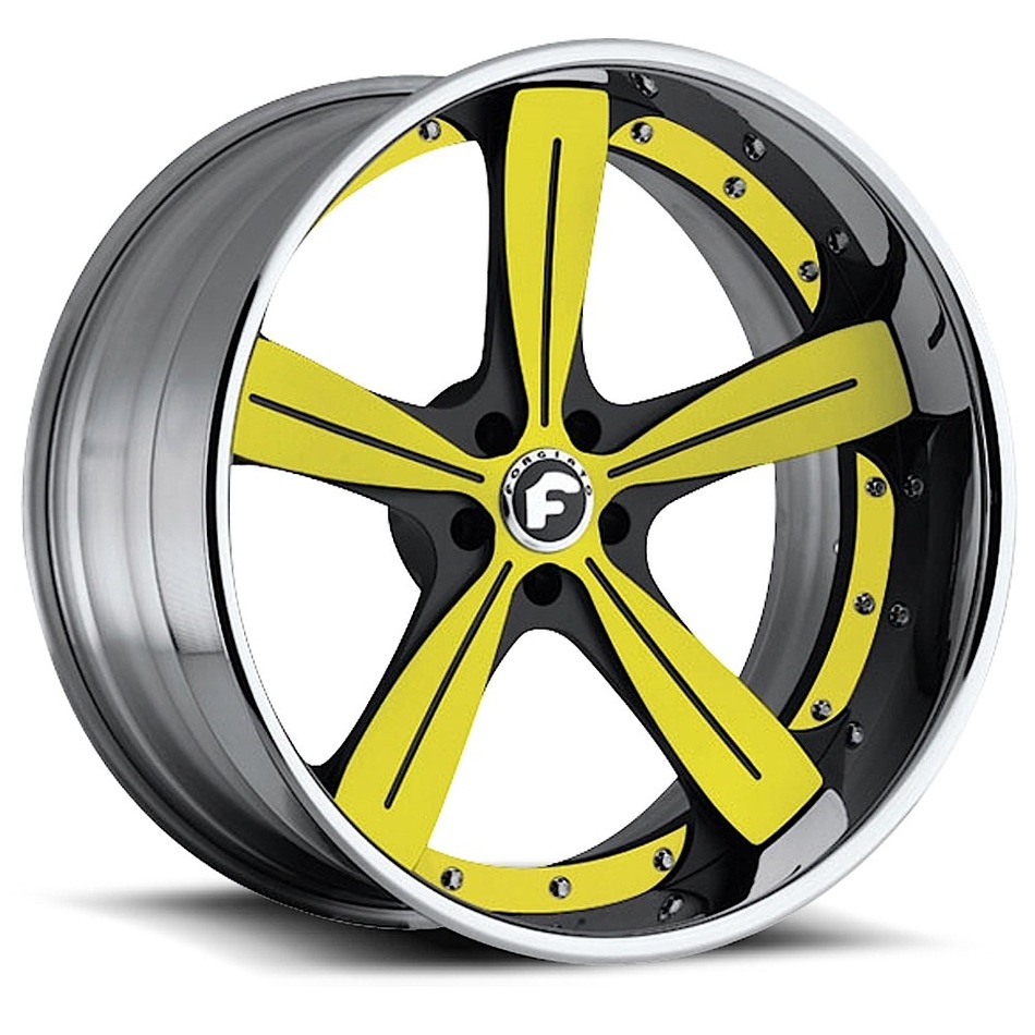 Forgiato Ritorno Yellow and Black Center with Chrome Lip Finish Wheels