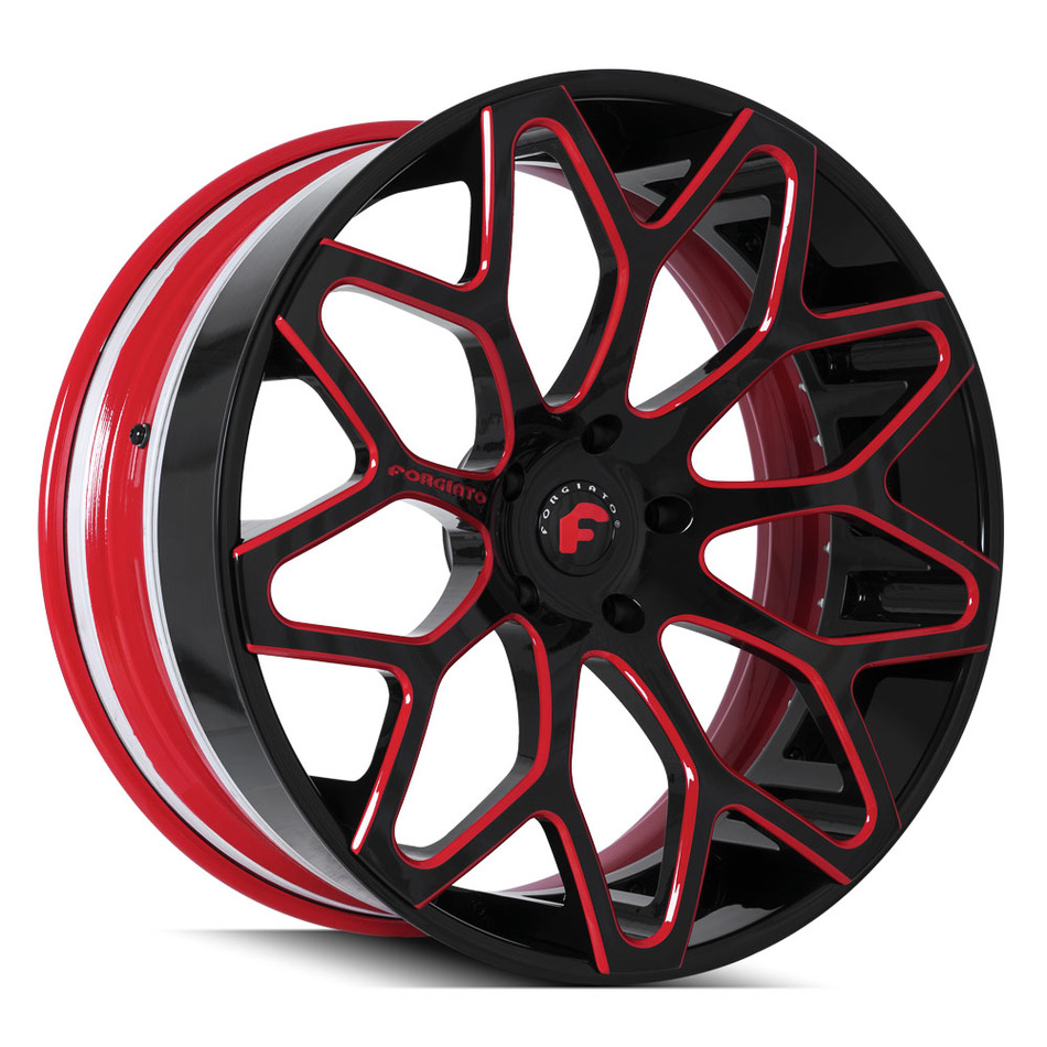 Forgiato Tessi-ECL Black and Red Finish Wheels