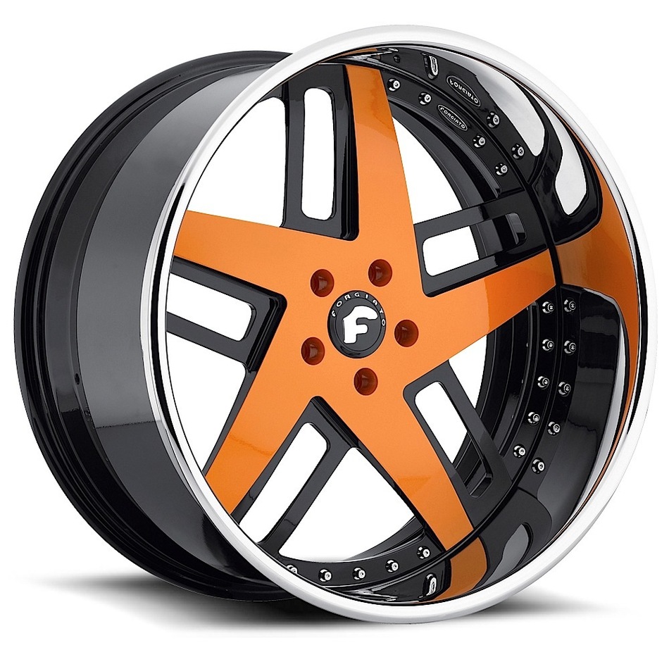 Forgiato Veccio Orange and Black Center with Chrome Lip Finish Wheels