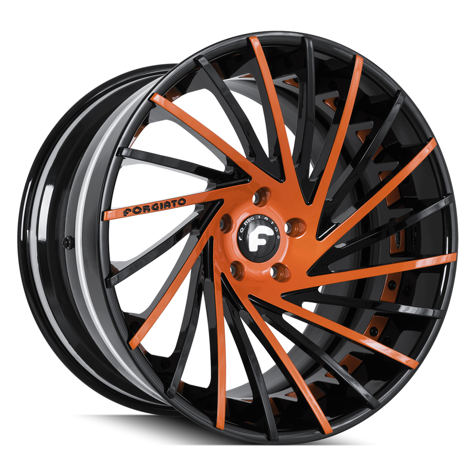 Forgiato Ventoso-ECL Black and Orange Finish Wheels