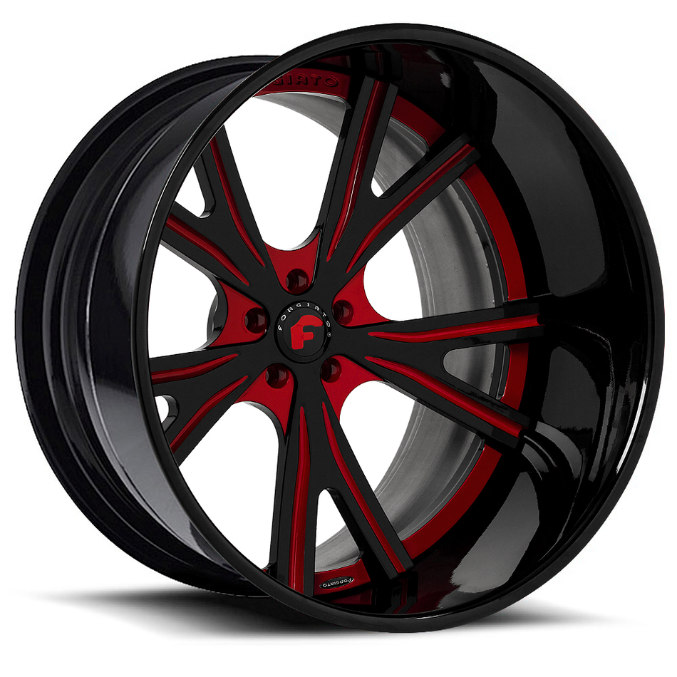 Forgiato Voglia-C Red and Black Center with Black Lip Finish Wheels