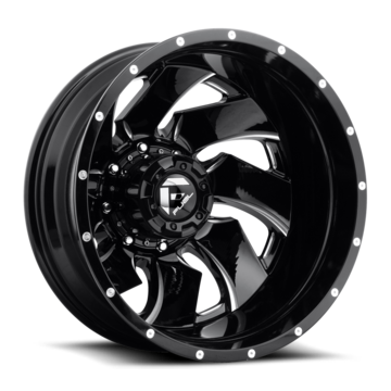Fuel Cleaver D239 Gloss Black and Milled Dually Two Piece Wheels - Front