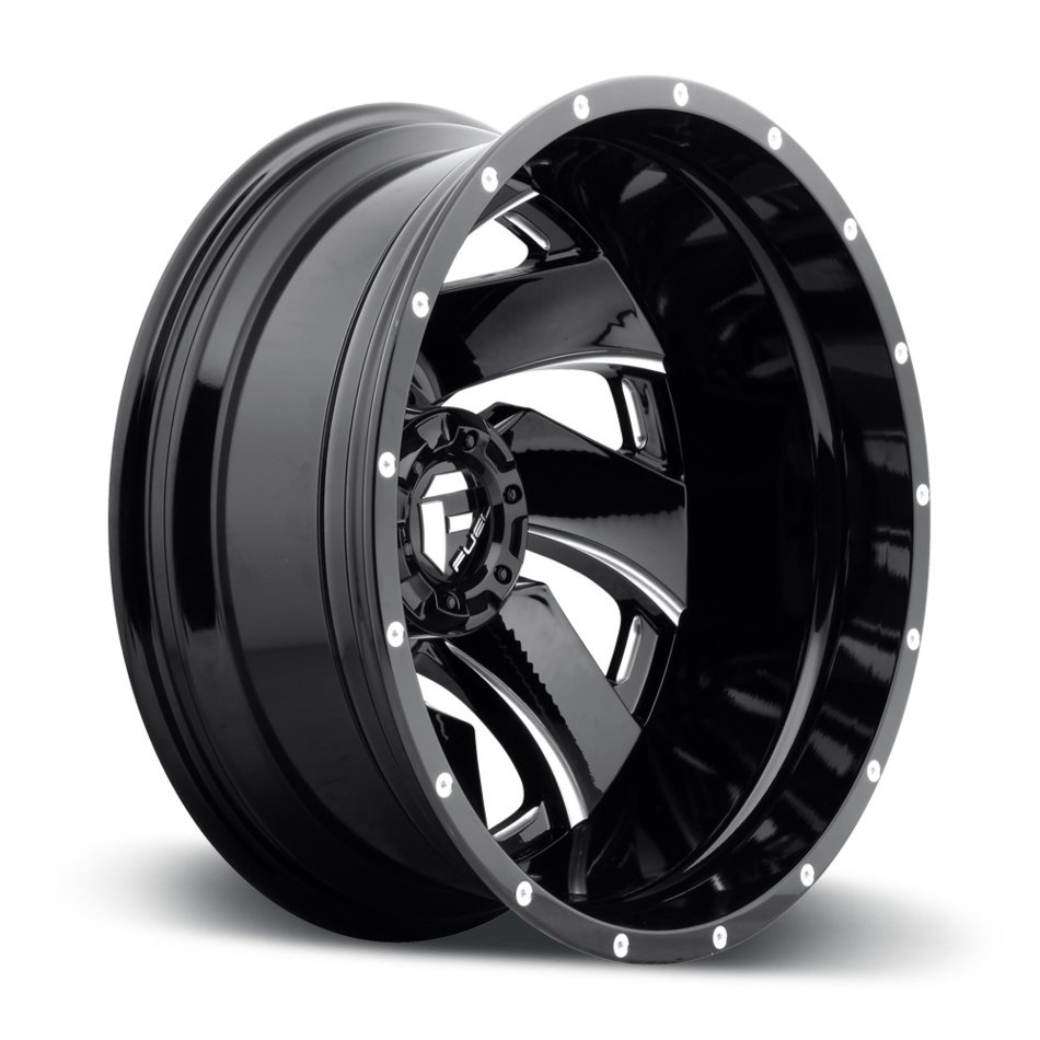 Fuel Cleaver D239 Gloss Black and Milled Dually Two Piece Wheels - Rear