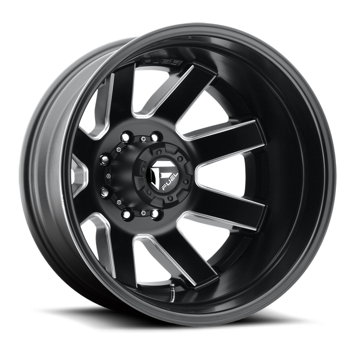Fuel Maverick D538 Gloss Black and Milled with Gloss Black Lip Dually One Piece Wheels - Rear