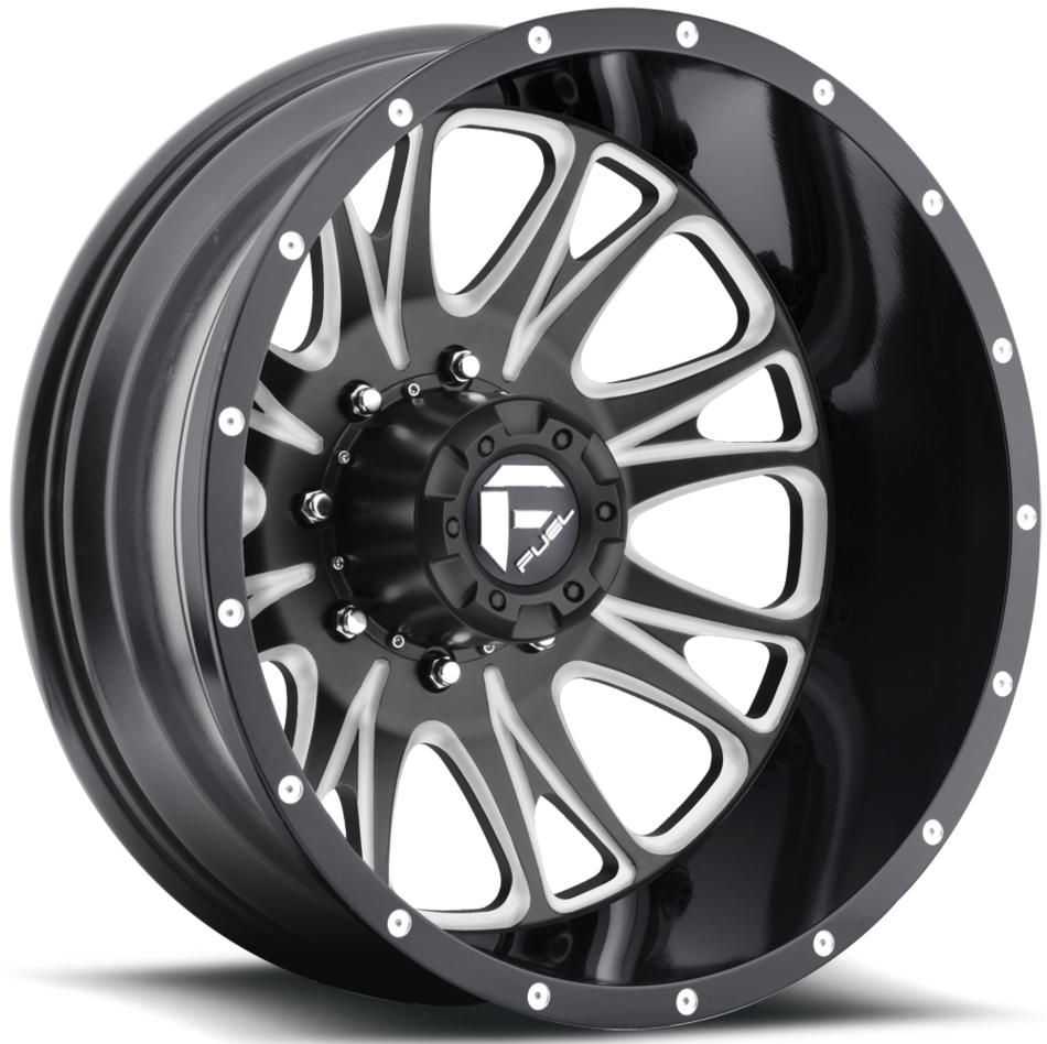 Fuel Throttle D213 Black and Milled Dually Two Piece Wheels - Rear