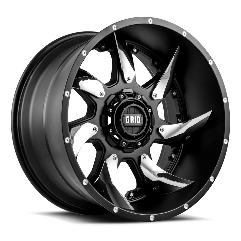 Grid Offroad GD1 Matte Black with Chrome Inserts Finish Wheels