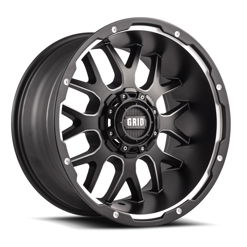 Grid Offroad GD2 Matte Black with Machined Edge Finish Wheels