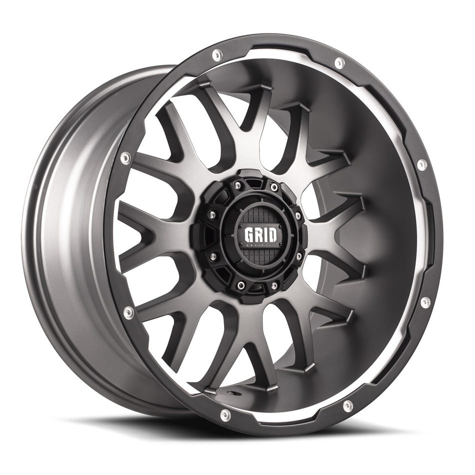 Grid Offroad GD2 Hyper Silver with Black Lip Finish Wheels