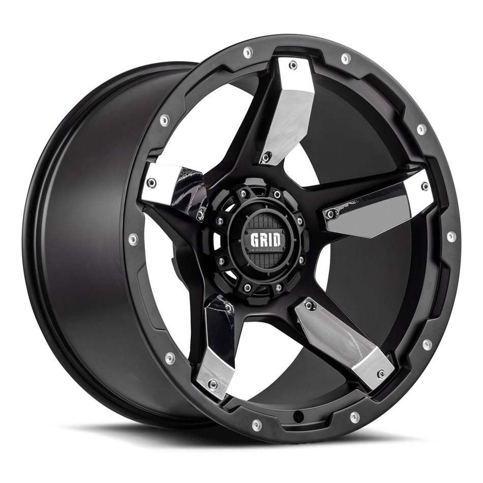 Grid Offroad GD4 Matte Black with Chrome Inserts Finish Wheels