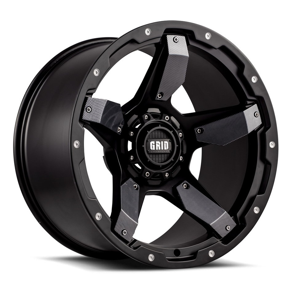 Grid Offroad GD4 Matte Black with Carbon Fiber Inserts Finish Wheels