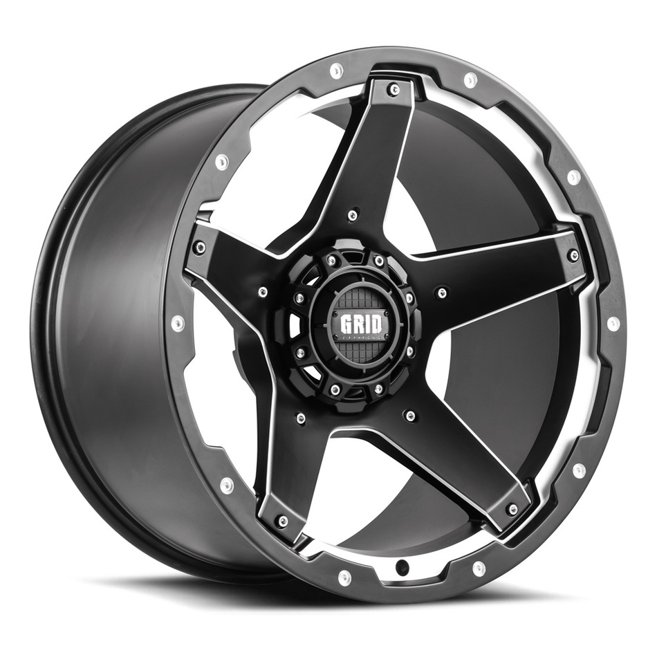 Grid Offroad GD4 Matte Black and Machined Edge Finish Wheels