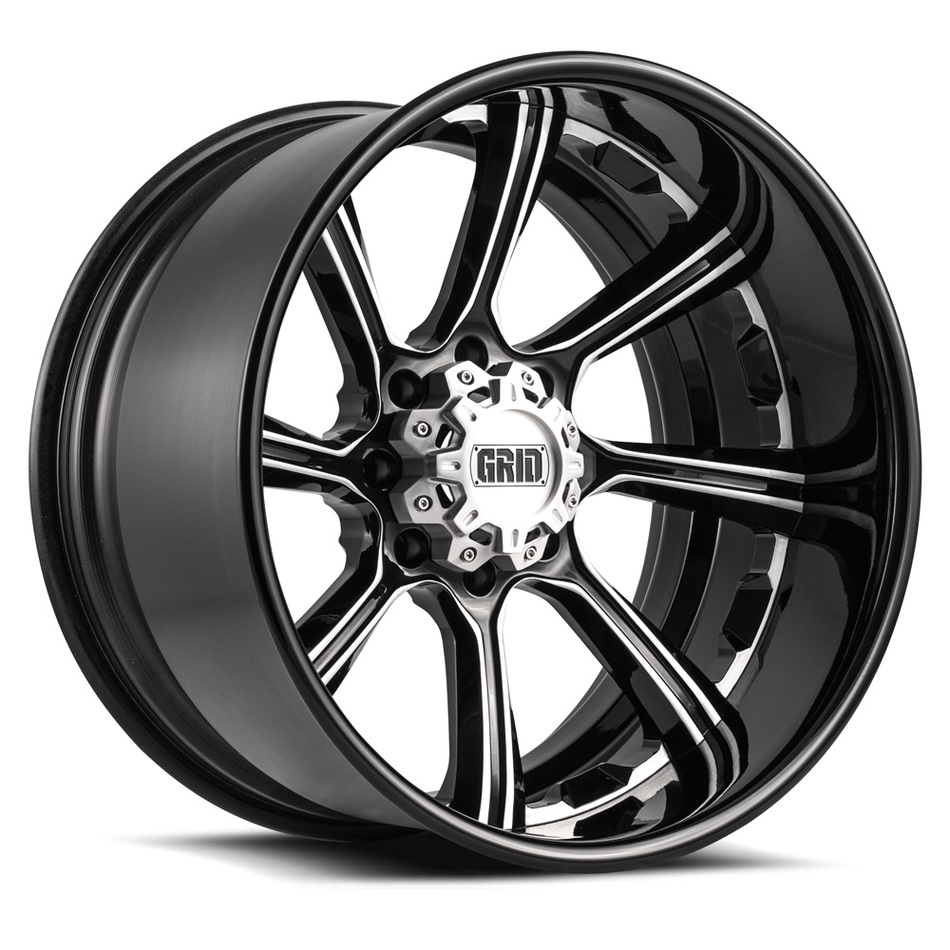 Grid Offroad GF8 Custom Gloss Black with Brushed Accents Finish Wheels