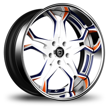 Lexani 752 Opal Custom White Blue and Orange Finish Wheels